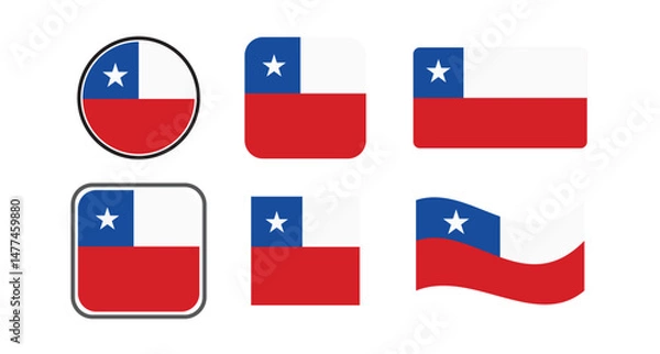 Fototapeta Chilean flag icon set on white background, eps10