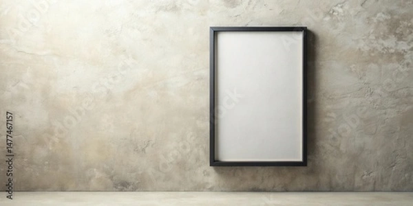 Fototapeta Blank canvas in a simple black frame against a textured wall background, ready for your design or artwork.