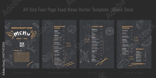 Fototapeta New Food menu template. Creative outline food menu template design.