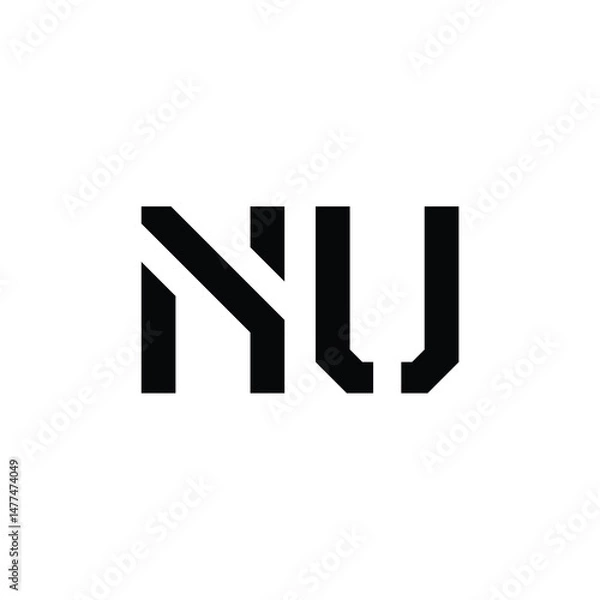 Fototapeta NU monogram logo design letter text name symbol monochrome logotype alphabet character simple logo