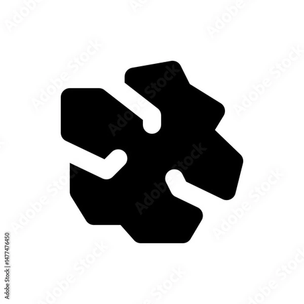 Fototapeta Star of life medical symbol in black with rounded edges and white negative space on a white background