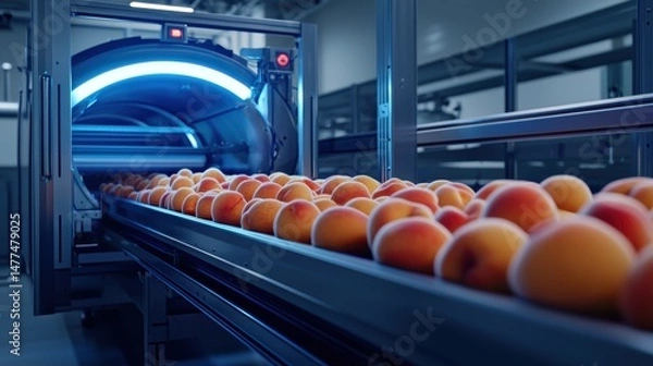 Fototapeta Advanced Sorting Facility for Futuristic Fruit Processing with High-Tech Conveyor System