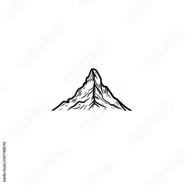 Fototapeta Mountain Icon with Bold Silhouette and Artistic Vector Design