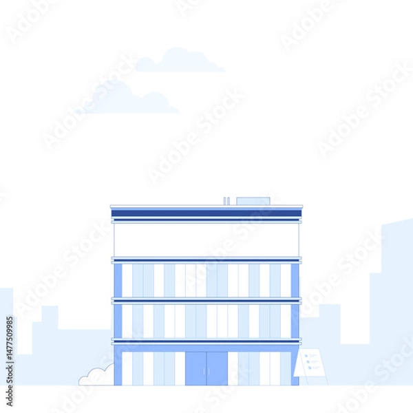 Obraz Suburb city street with apartments houses and shop buildings horizontal background. City view with house facades. Abstract architecture modern cityscape panorama. Vector illustration in flat style