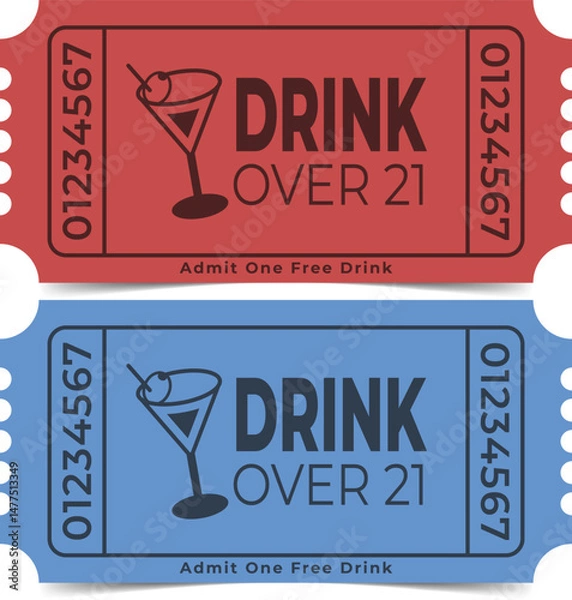 Obraz Drink Ticket Template. Admit One. Vector Design.