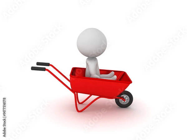 Fototapeta 3D Character sitting in a wheelbarrow