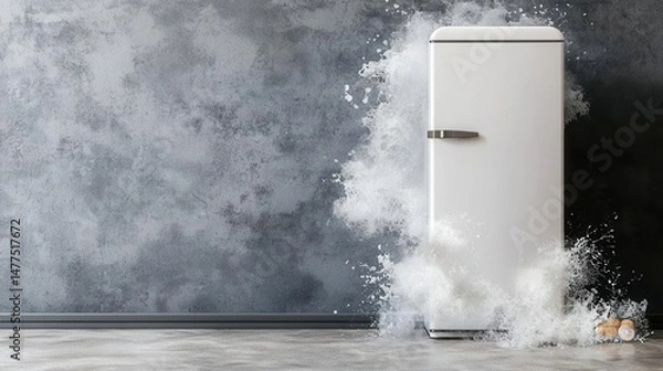 Fototapeta Slimy mold spreading across a refrigerator door, visual of food neglect