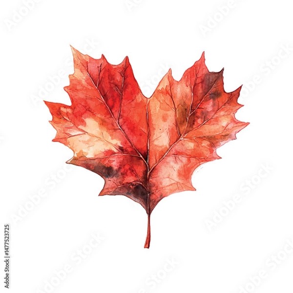 Obraz Bright red autumn leaf showcasing intricate patterns and colors captured in detail against a clean background