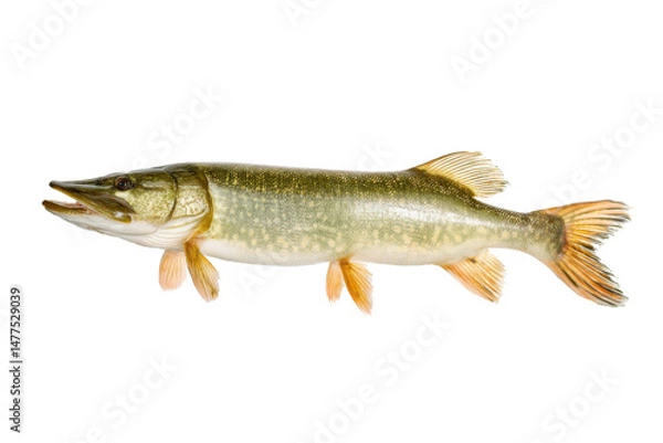 Obraz Northern Pike Fish Isolated on Transparent Background Vector for Fishing and Wildlife Concepts