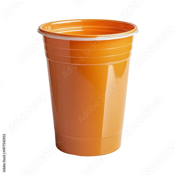 Fototapeta Vibrant Orange Plastic Cup Ready for a Refreshing Beverage - Isolated on Transparent Background PNG