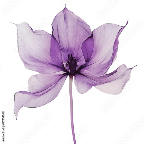Fototapeta Delicate Purple Flower with Translucent Petals, Botanical Beauty - Isolated on Transparent Background PNG
