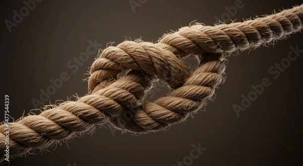 Fototapeta An artistic close-up of a rope, perfectly knotted with intricate textures and details.