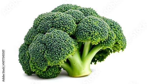 Obraz A vibrant head of fresh, organic broccoli, showcasing its intricate florets and inviting green hue. It epitomizes freshness and healthy eating.