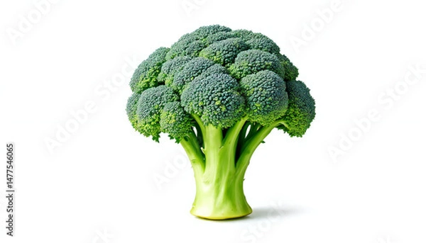 Obraz A single vibrant head of broccoli, showcasing the fresh green color of the edible florets and stem, against the light.