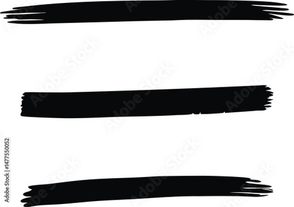 Fototapeta set of brush strokes on white, Black brush strokes vector illustration, abstract grunge texture on white background. 
