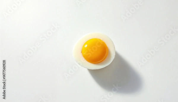 Obraz A perfectly boiled egg, sliced to reveal a bright yolk, creating a visually appealing composition of simplicity and culinary delight.