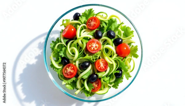 Obraz A vibrant and refreshing salad, showcasing the beauty of fresh vegetables and healthy eating. A bowl of colorful salad with fresh vegetables and ingredients in close-up perspective.