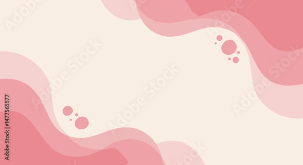 Fototapeta Abstract pink and cream wave background with soft curves and bubbles  