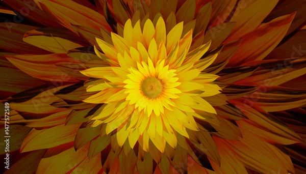 Obraz Yellow sunflowers in a border arrangement isolated on sunflower background