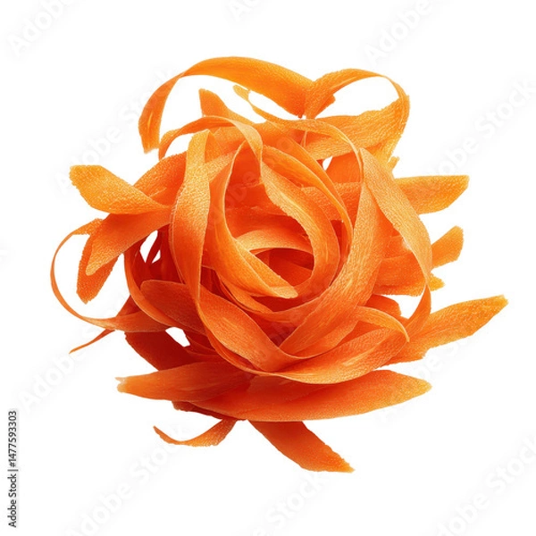 Fototapeta Close-up of a Pile of Raw Shredded Carrots, Resembling a Flower