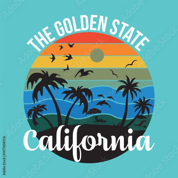 Obraz stunning blend of calligraphy and artistic depiction of California