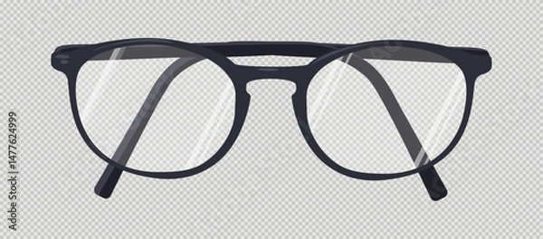 Obraz Stylish reading glasses with transparent lenses. Classic spectacles icon, clipart. Front view. 