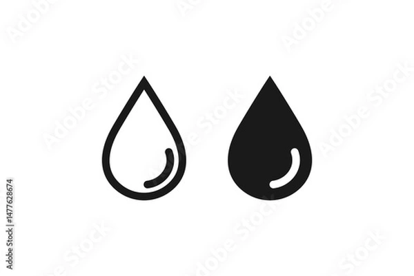 Obraz water drop icon and outline