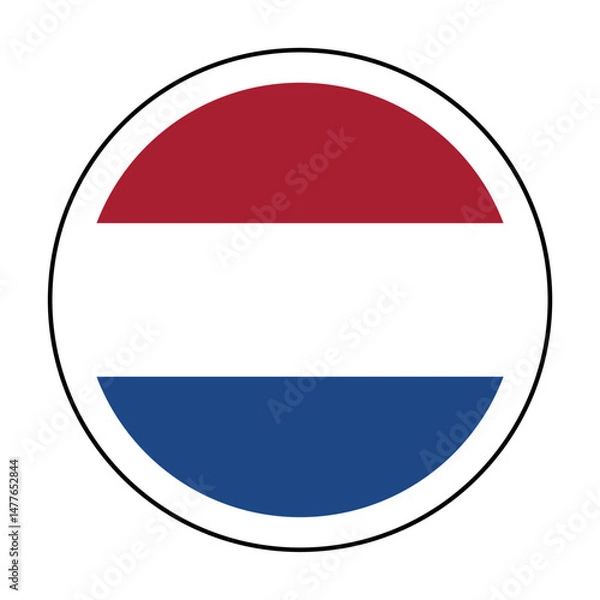 Obraz A circular icon in the colors of the Netherlands' flag, representing a 'Made in the Netherlands' logo concept.