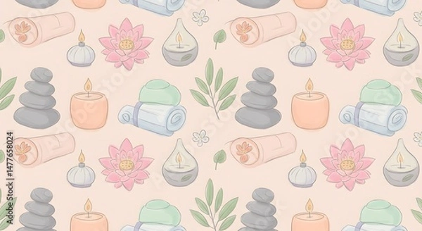 Obraz Spa and Wellness Icons Pattern