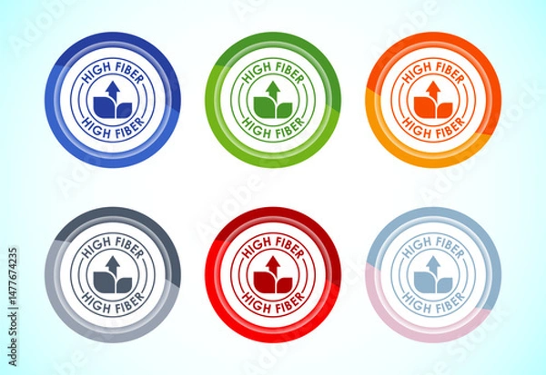 Fototapeta High fiber food icon design illustration. High fiber badge label 6 color button design set