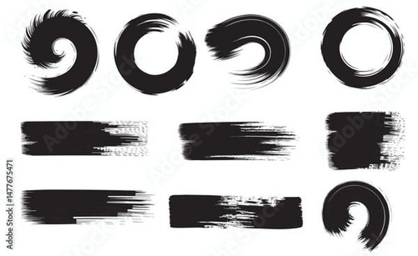 Fototapeta Brush stroke vector illustrator art bundle design 