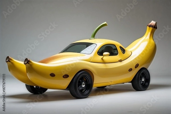 Fototapeta Cartoonish Banana-Themed Car with Yellow Peel Design