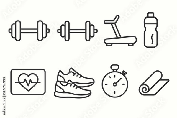 Obraz Minimal Fitness and Workout Icons Collection vector