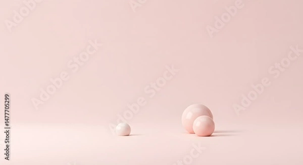 Obraz Spheres on Pink Background Minimalist Abstract Composition
