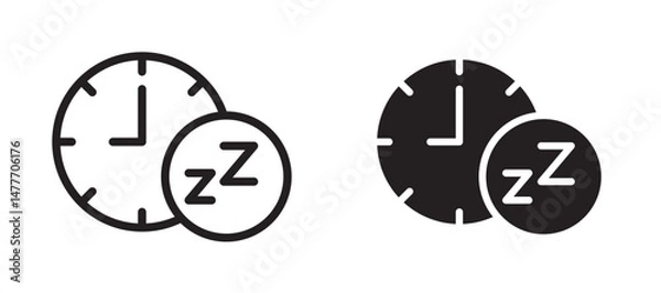 Fototapeta Bedtime icon in black modern and lines and solid