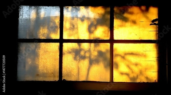Fototapeta window in an old house with moody lighting and shadows