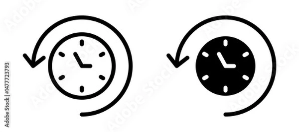 Fototapeta Rewind time icon in black modern and lines and solid