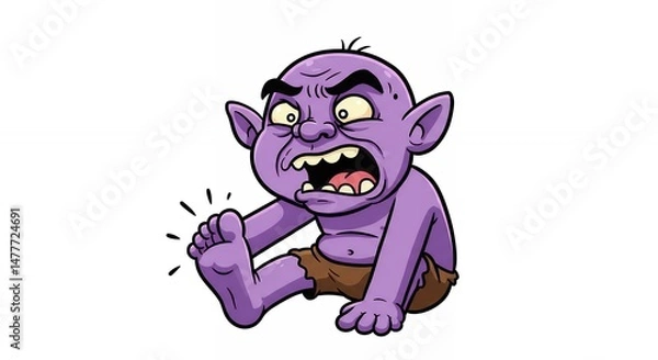 Obraz Cartoon purple creature in pain