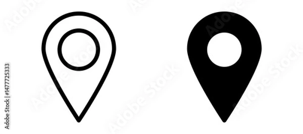 Fototapeta Navigation pin icon in black modern and lines and solid