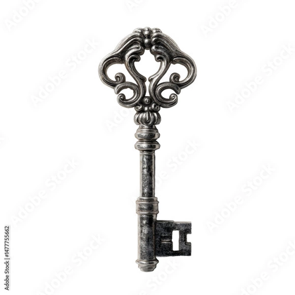 Fototapeta Skeleton key of shadows, ultra realistic uhd photo, on transparent background