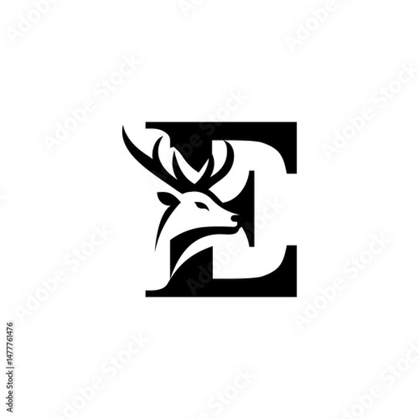 Obraz letter E deer logo