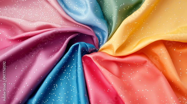 Fototapeta "Soft, breathable baby fabrics coated with vibrant, non-toxic water-repellent colors flutter gently in the breeze, combining safety with comfort.