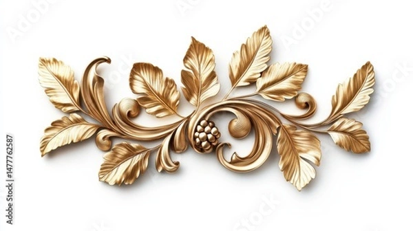 Fototapeta antique gold frame isolated on white background