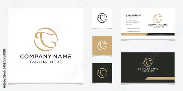 Fototapeta abstract initial letter TG logo design, luxury graphic vector, golden color concept