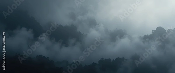 Obraz Tranquil Dark Ash to Cool Mist Gradient A Serene Cloud Scene