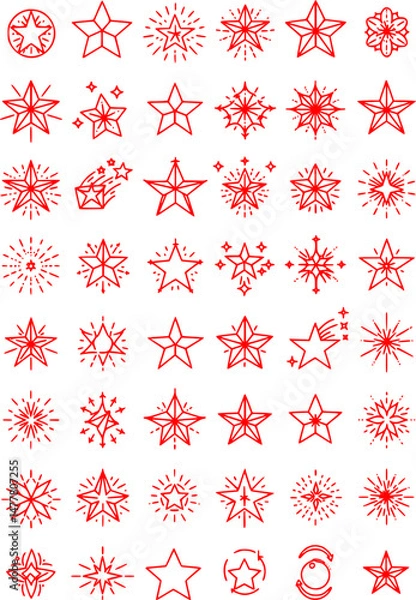 Fototapeta 40 Red Star Icons Clipart Graphics Vector Design Elements