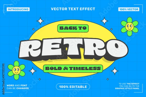 Fototapeta Back to Retro – Editable Cartoon Retro Bold Text Effect
