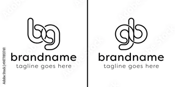 Fototapeta Letters BG and GB Monogram Line Logo, suitable for any business with GB or BG initials