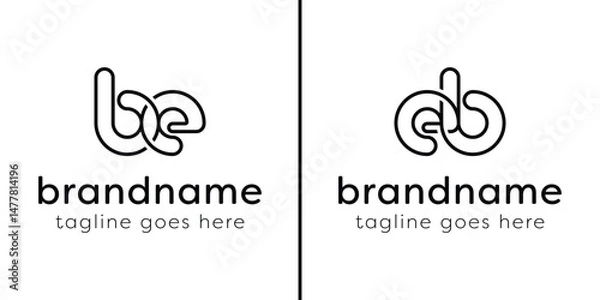 Fototapeta Letters BE and EB Monogram Line Logo, suitable for any business with EB or BE initials
