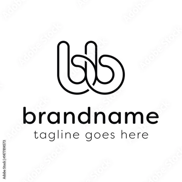 Fototapeta Letters BB Monogram Line Logo, suitable for any business with BB initials